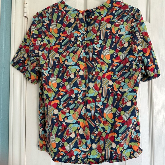 Terry Lewis Bird Linen Blend Top (S) - Picture 4 of 4